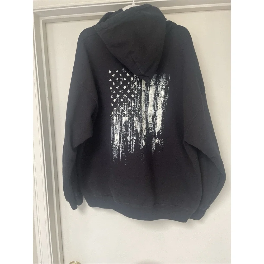 Grunt Style Men's 2X Hoodie Black This We'll Defend Patriotic USA Pullover EUC